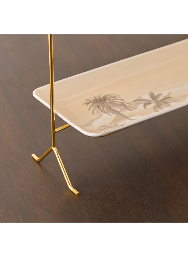 Home Box Sahra Rectangular 2-Tier Cake Stand - Gold - Image 4